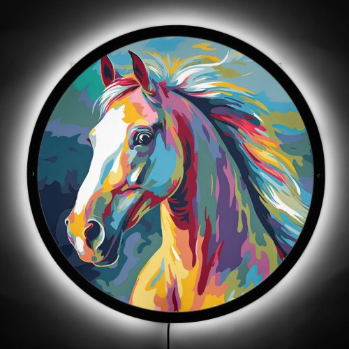 Watercolors Horse Head Illustration LED Sign