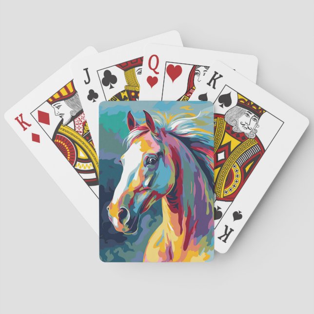 Watercolors Horse Head Illustration Poker Cards (Back)