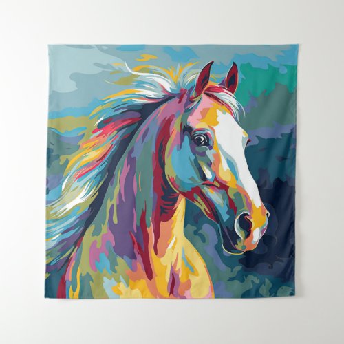 Watercolors Horse Head Illustration Tapestry