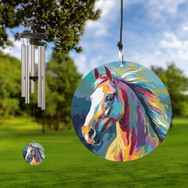 Watercolors Horse Head Illustration Wind Chime (Outdoor)