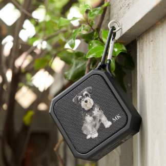 Watercolors Miniature Schnauzer Monogram Bluetooth Speaker