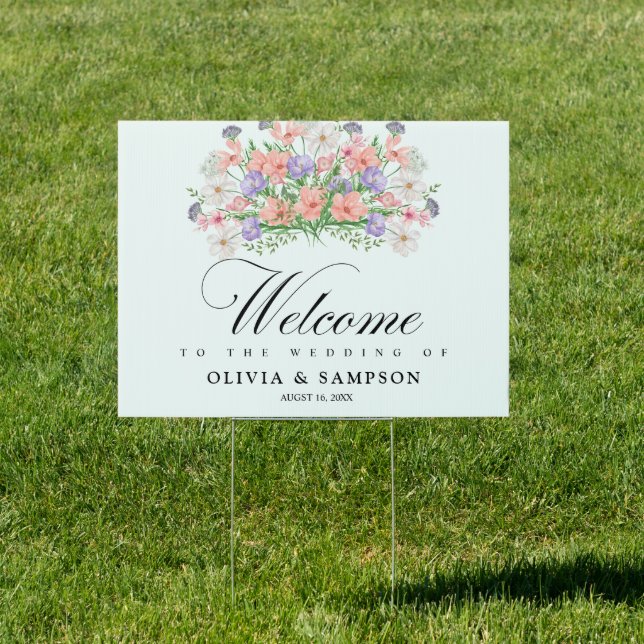 watercolors Modern Botanical summer Wedding Sign (Insitu)