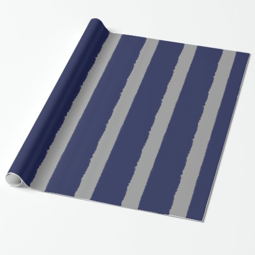 Watercolors Navy and Grey Stripes Wrapping Paper