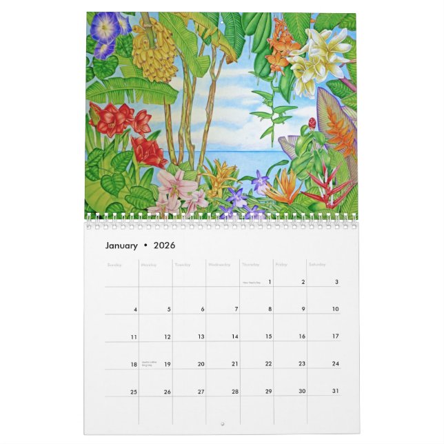 Watercolors of Hawaii Calendar (Jan 2026)