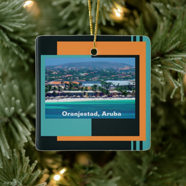 Watercolors of Oranjestad, Aruba Ceramic Ornament (Tree)