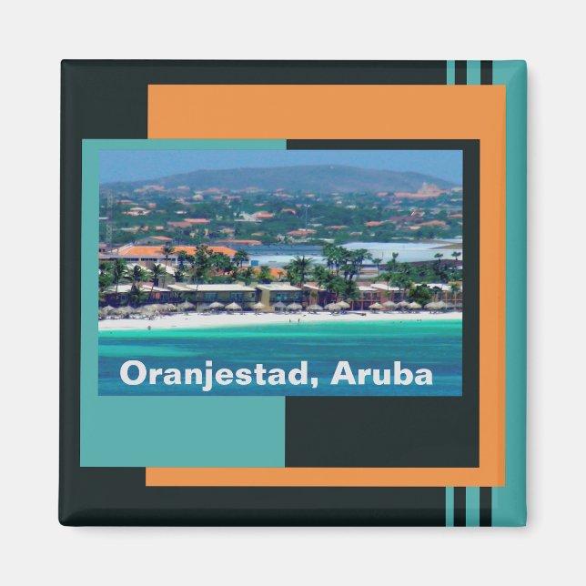 Watercolors of Oranjestad, Aruba Magnet (Front)