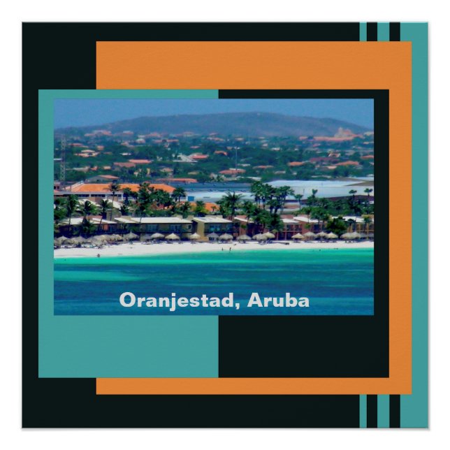 Watercolors of Oranjestad, Aruba Poster (Front)