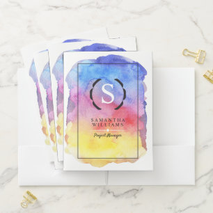 Watercolors Organic Shape Logo Design Pocket Folder