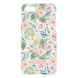 Watercolors peonies flowers pattern iPhone SE/8/7 case