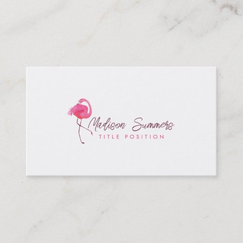 Watercolors Pink Flamingo On White Business Card