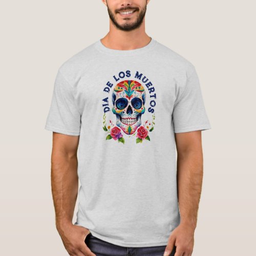 Watercolors Retro Sugar Skull T_Shirt