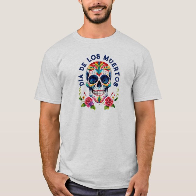 Watercolors Retro Sugar Skull T-Shirt (Front)