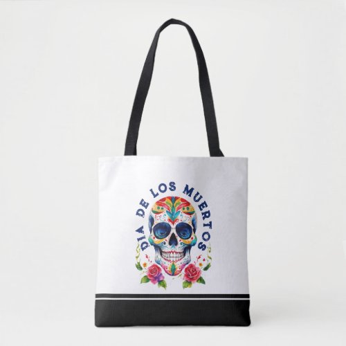 Watercolors Retro Sugar Skull Tote Bag