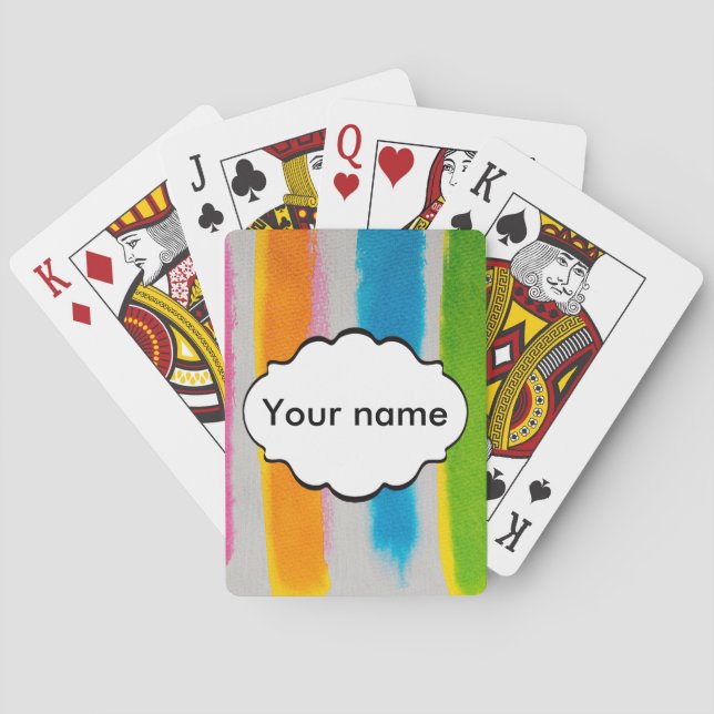 Watercolors stripes texture poker cards (Back)