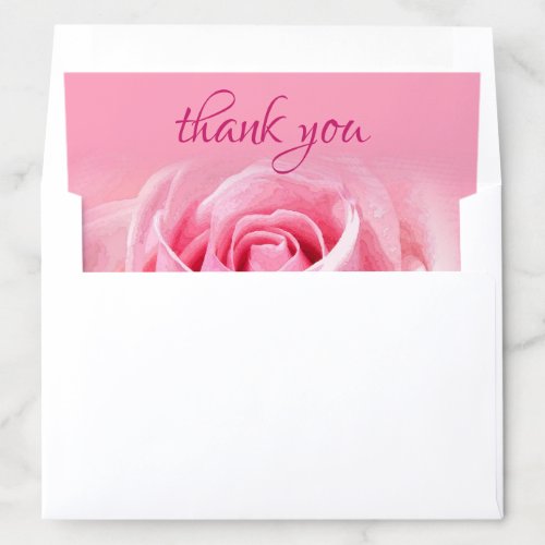 Watercolors Thank You Elegant Pink Rose Template Envelope Liner