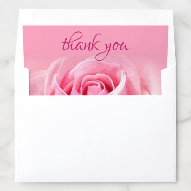 Watercolors Thank You Elegant Pink Rose Template Envelope Liner (In Envelope)