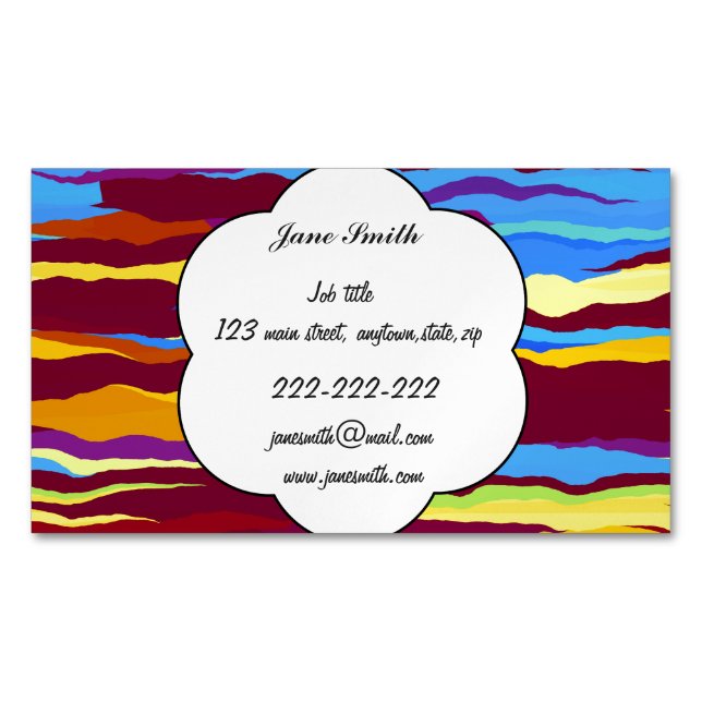 Watercolors waves abstract design business card magnet (Front)