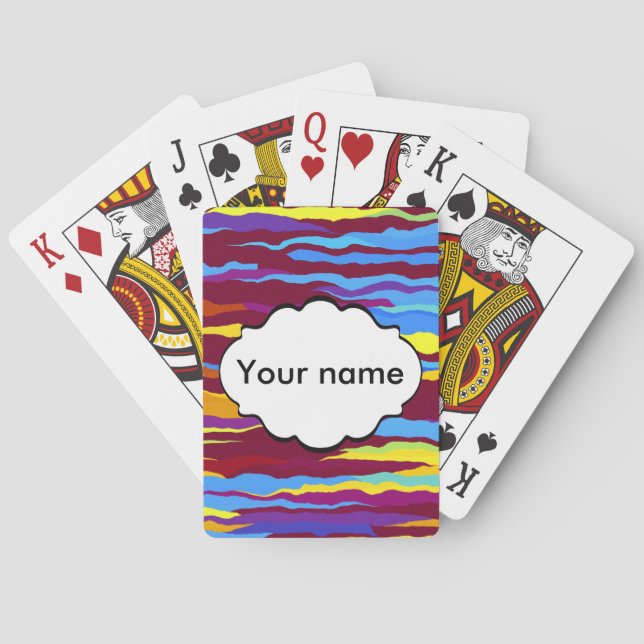 Watercolors waves abstract design poker cards (Back)