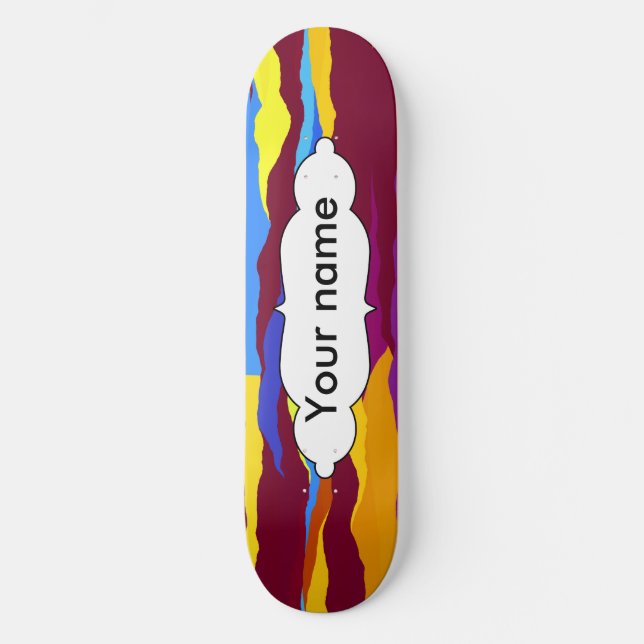 Watercolors waves abstract design skateboard (Front)