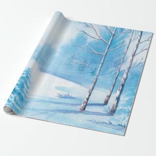 Watercolors Winter Landscape Wrapping Paper