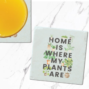 WatercolorTropical Houseplant Gardening Quote Stone Coaster