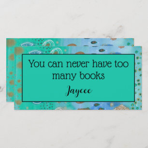 Watercolour abstract art, personalized book mark thank you card