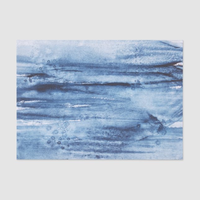 Watercolour Abstract Navy Blue White Tissue Paper (Front)