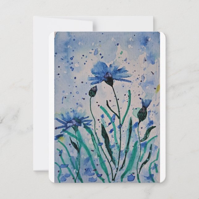 watercolour abstrtact flowers holiday card (Front)
