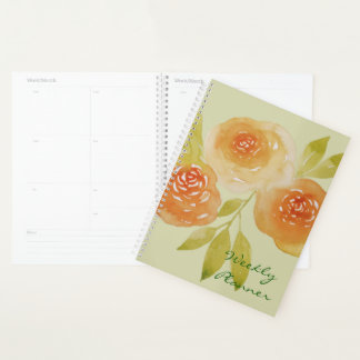 Watercolour Apricot Roses Weekly Planner