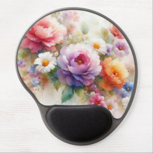 Watercolour Aquarell Flowers Roses Art Template Gel Mouse Pad