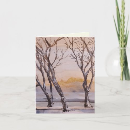 Watercolour Art card_ trees all occasions friend Card