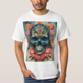 Watercolour Art with Skulls, Moth and Bold Hues T-Shirt
