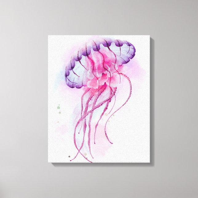 Watercolour artwork of Jellyfish Canvas Print (Front)