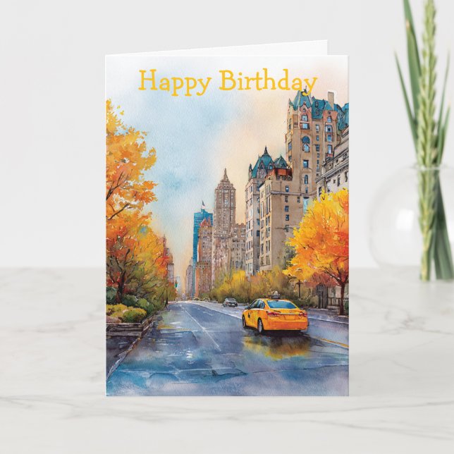 Watercolour Autumn in New York Card (Front)