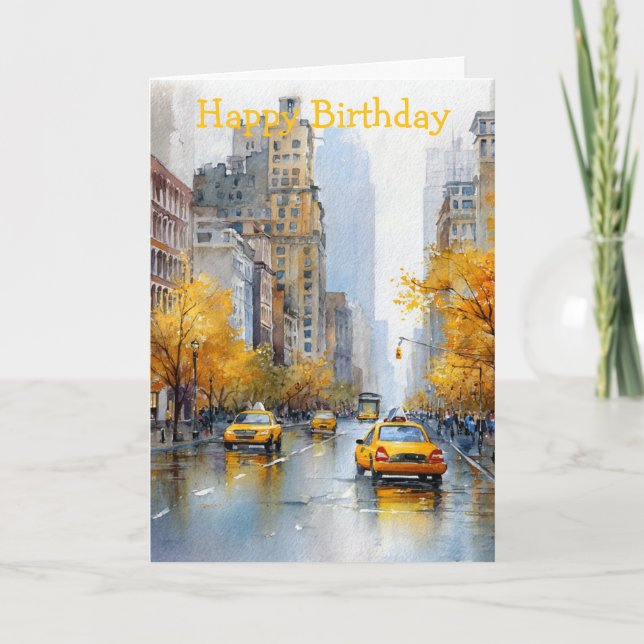 Watercolour Autumn in New York Card (Front)
