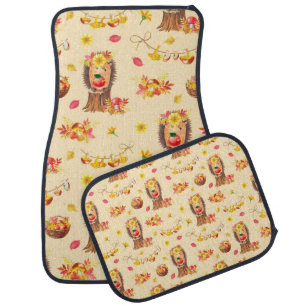 Watercolour Autumn seamless pattern. Cute watercol Car Floor Mat