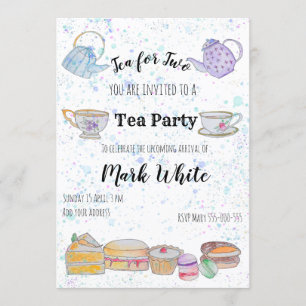 Watercolour baby shower invitation (boy)