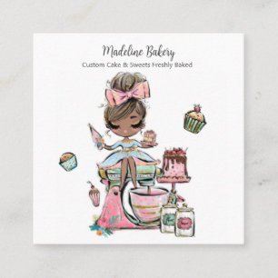 Watercolour Bakery Mixer Pastry Sweets Cakes Square Business Card