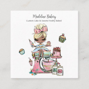 Watercolour Bakery Mixer Pastry Sweets Cakes Square Business Card