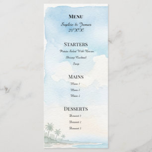 Watercolour Beach Destination Wedding Menu