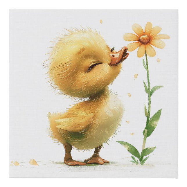 Watercolour Bird Cute Sweet Duck Faux Canvas Print (Front)