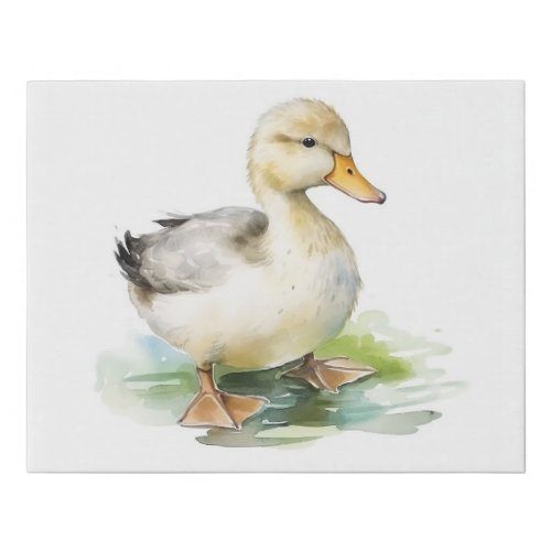 Watercolour bird duck faux canvas print