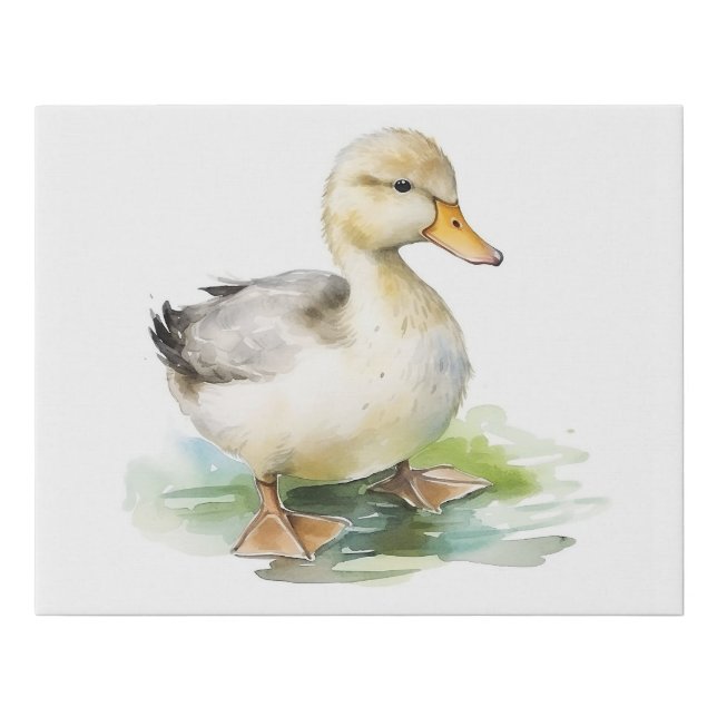 Watercolour bird duck faux canvas print (Front)