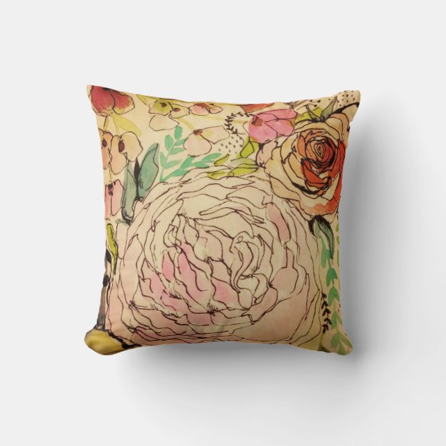 Watercolour bloom 1 & 3 throw pillow (Front)