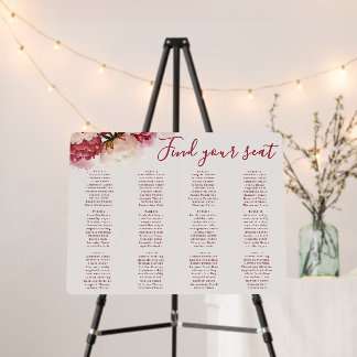 Watercolour Blooms | Romantic Peony Seating Chart Foam Board