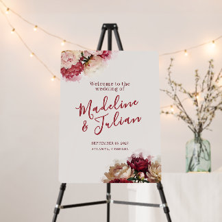 Watercolour Blooms | Romantic Peony Welcome Sign