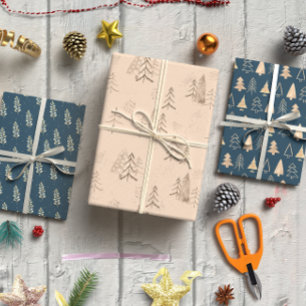 Watercolour Blue & Beige Elegant Winter  Wrapping Paper Sheets
