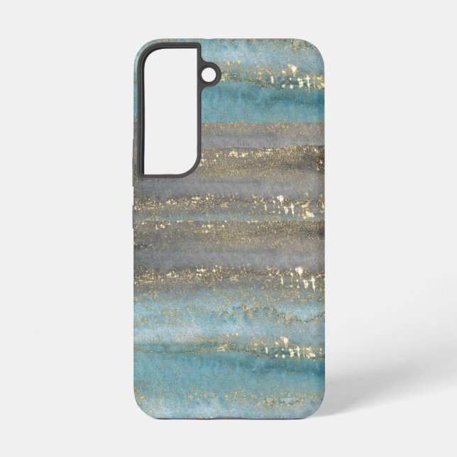  Watercolour Blue Glitter Aesthetic Design Samsung Galaxy Case (Back)