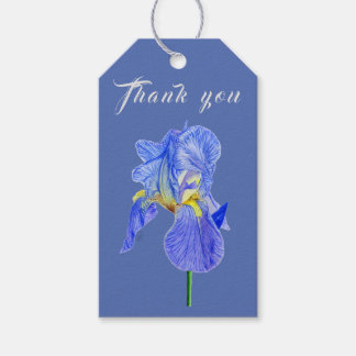 Watercolour Blue Iris Thank You Gift Tag