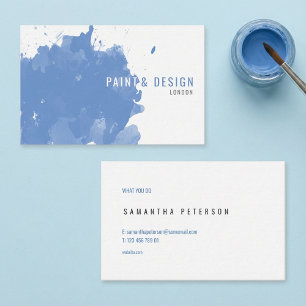 Watercolour blue paint splash effect business card